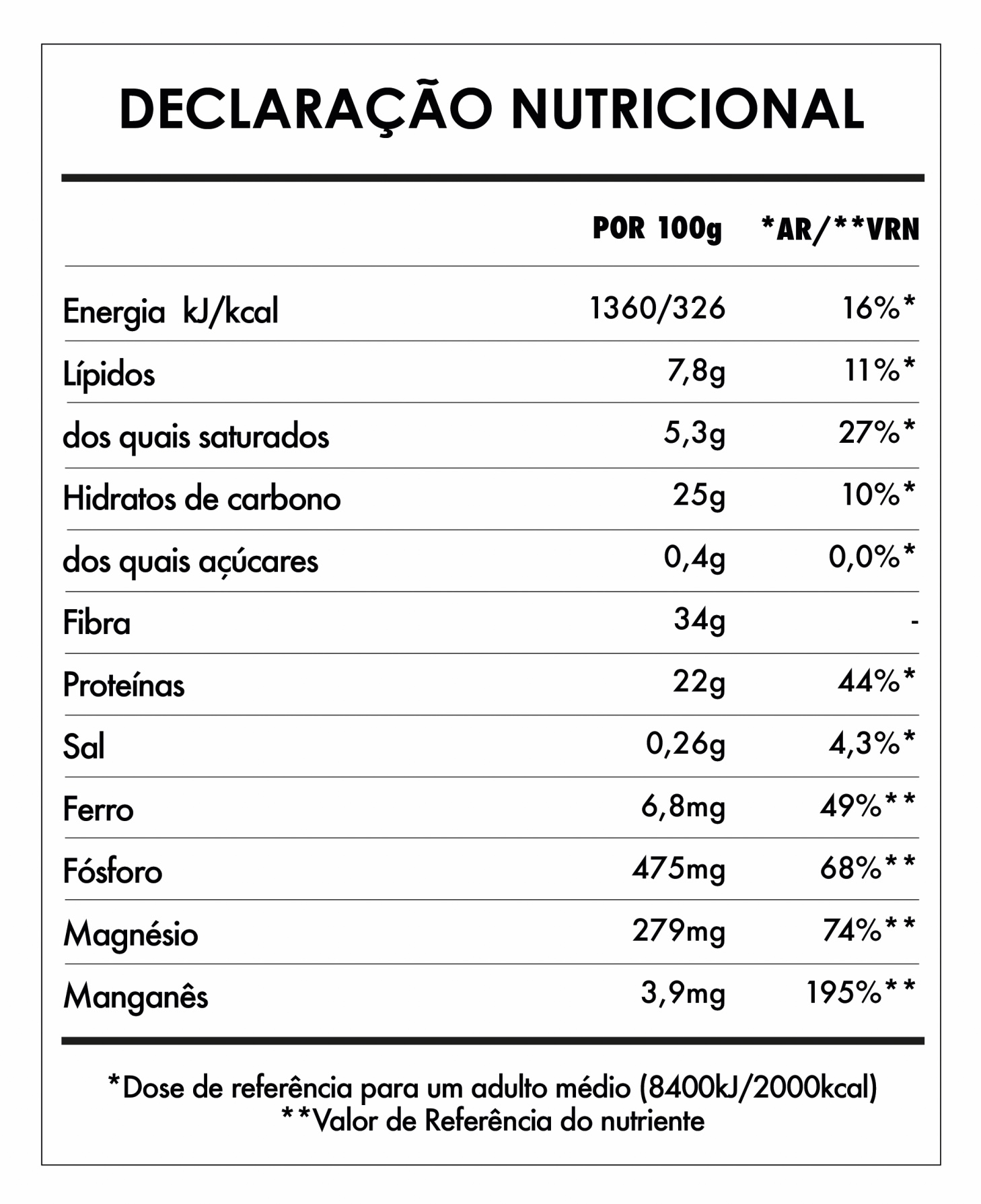 Tabela Nutricional - Café Funcional Extreme Immunity